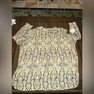 Liz Claiborne Breezy Art-to-Wear Silky Dotted Peasant Tunic Top Shirt Sz 2X